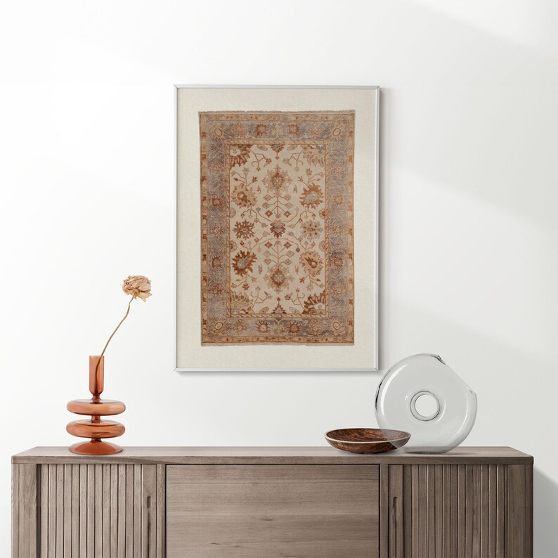 Vintage Rug Art Print: Neutral Tapestry Wall Decor (Digital Download) image 10