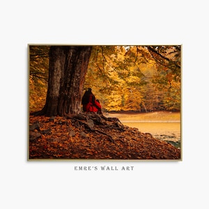 Herbst Landschaft Wand Kunst Druck, Herbst Bauernhaus Wand Dekor, druckbare Herbst Wald Poster, Herbst Natur Kunstdruck, Herunterladbare Herbst Dekor