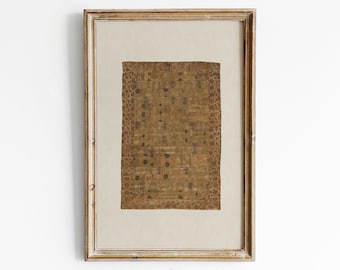 Stampa di arazzo vintage marrone: decorazione murale tessile antica (download digitale)