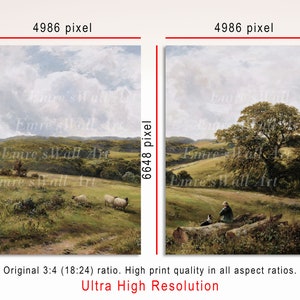 Set of 2 Vintage Landscape Print, Vintage Country Oil Painting, Split Panel Art Print, Printable Vintage Digital Download image 3