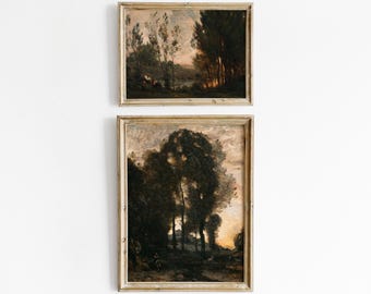 Autumn Landscape Painting Set: Vintage Rustic Forest Prints (Digital Download)