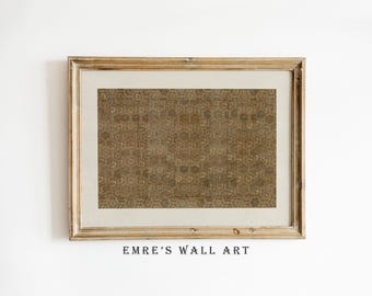 Beige Rug Art Print: Vintage Textile Pattern Wall Decor (Digital Download)