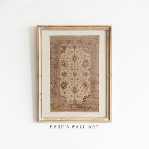 Vintage Rug Art Print: Neutral Tapestry Wall Decor (Digital Download)