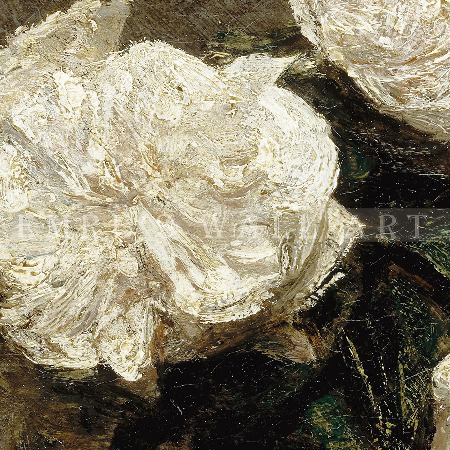 White Roses Oil Painting Print: Vintage Still Life Floral Wall Decor ...