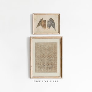 Vintage Gallery Wall Print Set, Vintage Tetile Print, Wing Wall Art Print, Sketch Print Set, Antique Digital Art Set