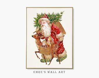 Vintage Santa Claus Illustration: Christmas Wall Art (Digital Download)