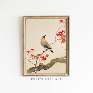 Vintage Bird Art Print: Japanese Japandi Style (Digital Download)