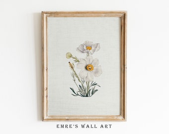 Antique Poppy Art Print: Vintage Tapestry Textile (Digital Download)