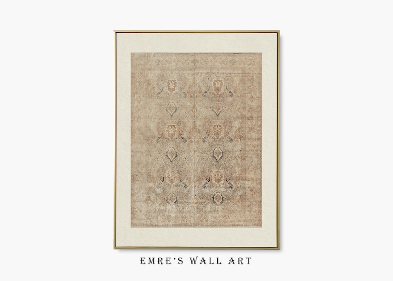 Tapiz decorativo vintage para pared: Estampado textil rústico en tonos neutros (Descarga digital) imagen 8
