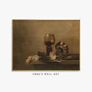Vintage Kitchen Still Life Oil Painting: Moody Antique Art (Digital Download)