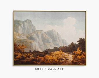 Vintage Autumn Landscape Painting: Rustic Fall Wall Art (Digital Download)
