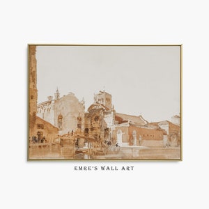 Venice Watercolor Painting: Vintage Italian Cityscape Art Print (Digital Download)