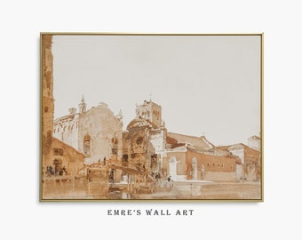 Venedig Aquarell Malerei: Vintage italienische Stadtansicht Kunstdruck (Digitaler Download)