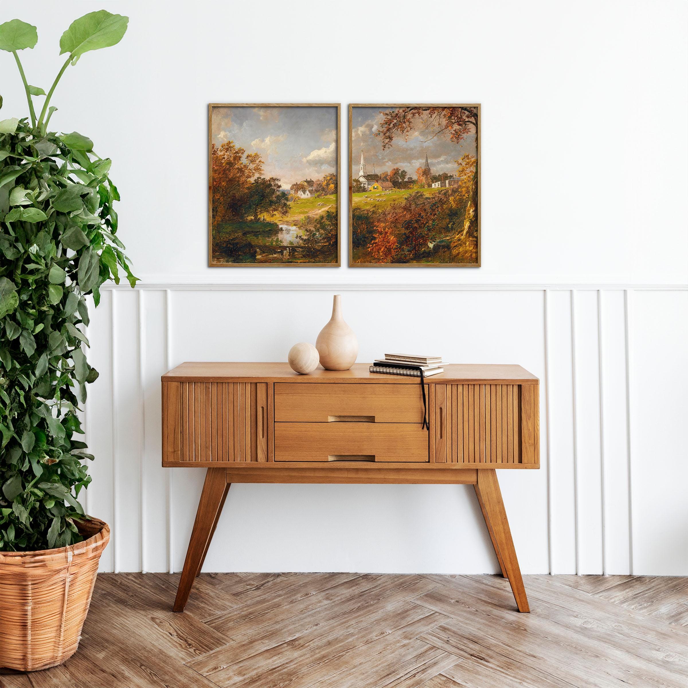 Vintage Autumn Landscape Print Set: Rustic Country Wall Art (digital ...