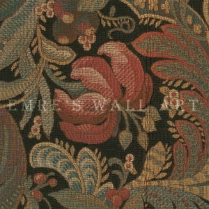 Antique rustic floral textile pattern featuring detailed vintage fabric textures and classic floral motifs. The design showcases flowing botanical elements in soft earthy tones, inspired by traditional cottage interiors and antique textiles. Aged fabric appearance and ornamental floral details create a timeless decorative look. Ideal as vintage textile wall decor with a warm rustic character, presented as a high-resolution digital print.