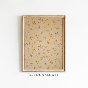 Vintage Floral Wall Art: Rustic Beige Tapestry Print (Digital Download)