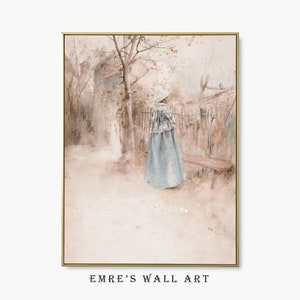 French Country Garden Painting: Vintage Woman Portrait (Digital Printable)
