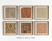 Vintage Textile Art Prints Set of 6: Antique Fabric Pattern (Digital Download)