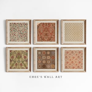 This vintage textile wall art set of 6 features beautifully aged fabric patterns perfect for digital wall decor. Ideal for home or studio styling, these antique-inspired prints bring a warm, decorative charm. Instantly download and print these timeless designs to create your own gallery wall.