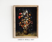 Moody Still Life Oil Painting, Moody Vintage Floral Painting, Dark Academia Antique Art, Printable Rustic Decor, Vintage Floral Wall Decor