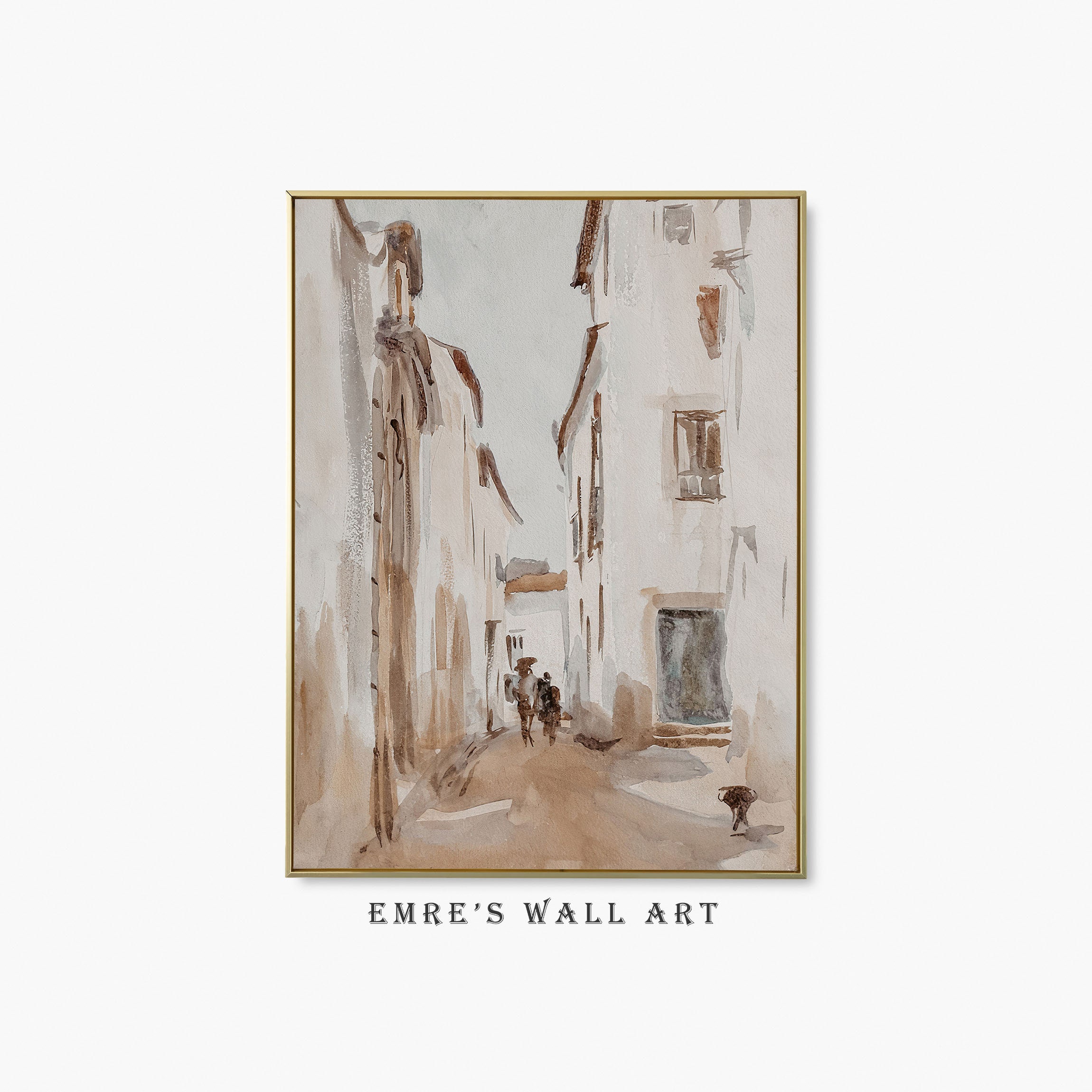Vintage Spain Cityscape Watercolor Art Print (Digital Download)