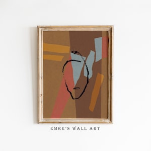 Vintage Abstract Figure Art Print: Pastel Minimalist Wall Decor (Digital Download)