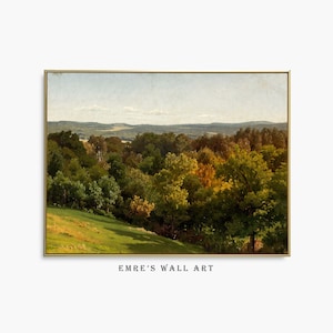 Vintage Forest Landscape Oil Painting: Rustic Cottagecore Wall Art (Printable)