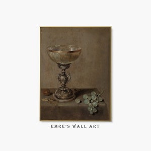 Vintage Glass and Grapes Still Life Art Print (Digital Download)