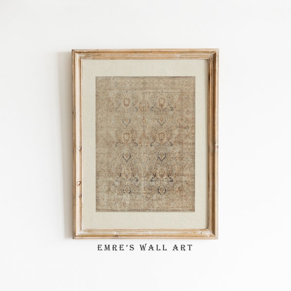 Vintage Tapestry Wall Art: Neutral Rustic Textile Print (Digital Download)