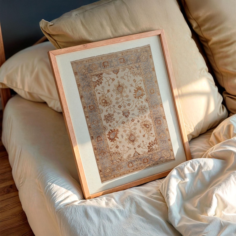Vintage Rug Art Print: Neutral Tapestry Wall Decor (Digital Download) image 6