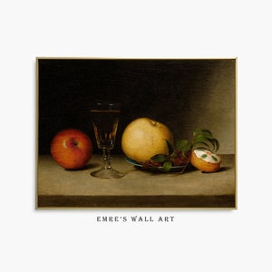 Vintage Apple Still Life Painting: Moody Kitchen Decor (Digital Download)