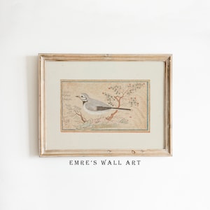 Vintage Bird Drawing Print, Vintage Bird Nursery Art, Country Farmhouse Wall Decor, Antique Bird Art Print, Neutral Rustic Country Wall Art
