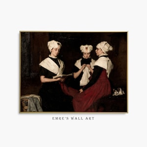 Dark Academia Portrait Print: Three Girls in Orphanage (Digital Download)