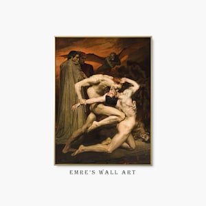 Dante and Virgil in Hell Art Print: Renaissance Gothic Painting (Digital Download)