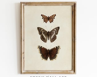 Vintage Butterfly Sketch Art Print: Neutral Insect Wall Decor (Digital Download)