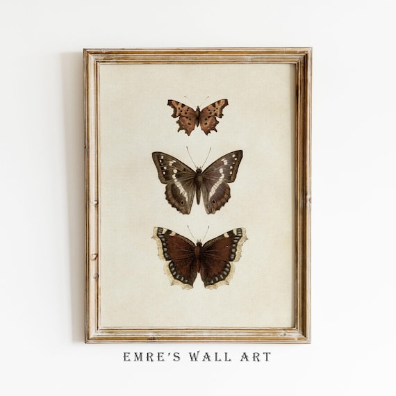 Vintage Butterfly Sketch Art Print: Neutral Insect Wall Decor (Digital Download)