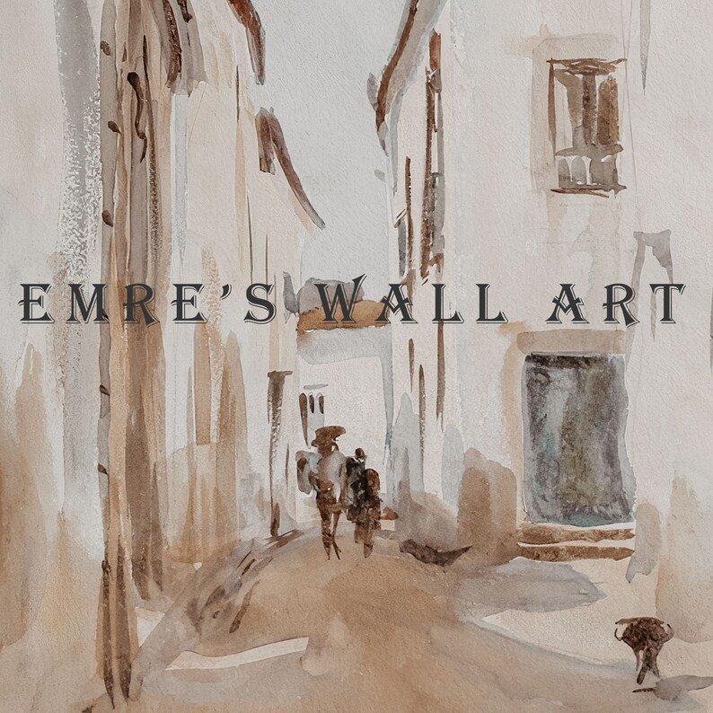 Vintage Watercolor Wall Art Printable Vintage Cityscape Art Etsy