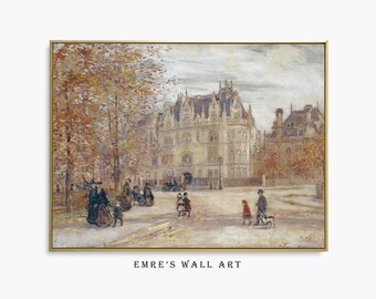 Vintage New York Fall Oil Painting: Autumn Cityscape Wall Art Print (Digital Download)