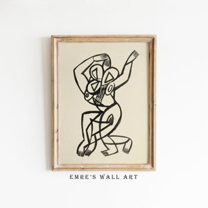 Vintage Dancing Figure Art Print: Abstract Sketch Wall Decor (Digital Download)