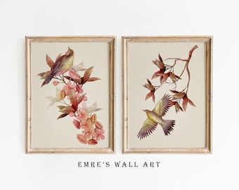 Rustic Bird Art Print Set: Vintage Farmhouse Wall Decor (Digital Download)