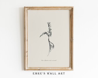 Wildflower Sketch Print: Antique Botanical Drawing, Minimalist Wall Art (Digital Download)