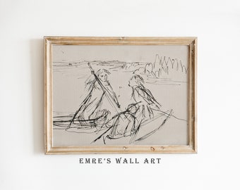 Vintage Sketch Art Print: Antique Line Drawing (Digital Download)