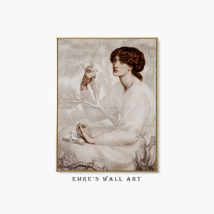 Vintage Woman Portrait Oil Painting: Antique Neutral Wall Art (Digital Download)