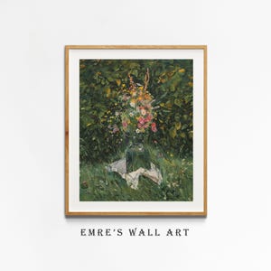 Wildflower Garden Art Print, Rustic Floral Nature Painting, Cottagecore Botanical Wall Decor DIGITAL DOWNLOAD