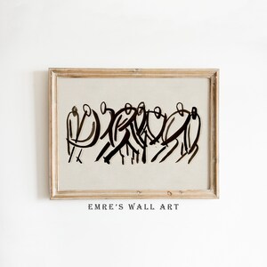Vintage Abstract Figure Sketch Art Print: Minimalist Line Drawing (Digital Download)