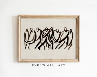 Vintage Abstrakte Figur Skizze Art Print: Minimalistische Linienzeichnung (Digitaler Download)