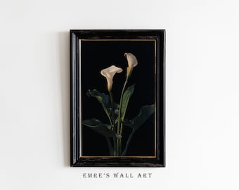 Vintage Lily Flower Print: Moody Floral Still Life (Digital Download)
