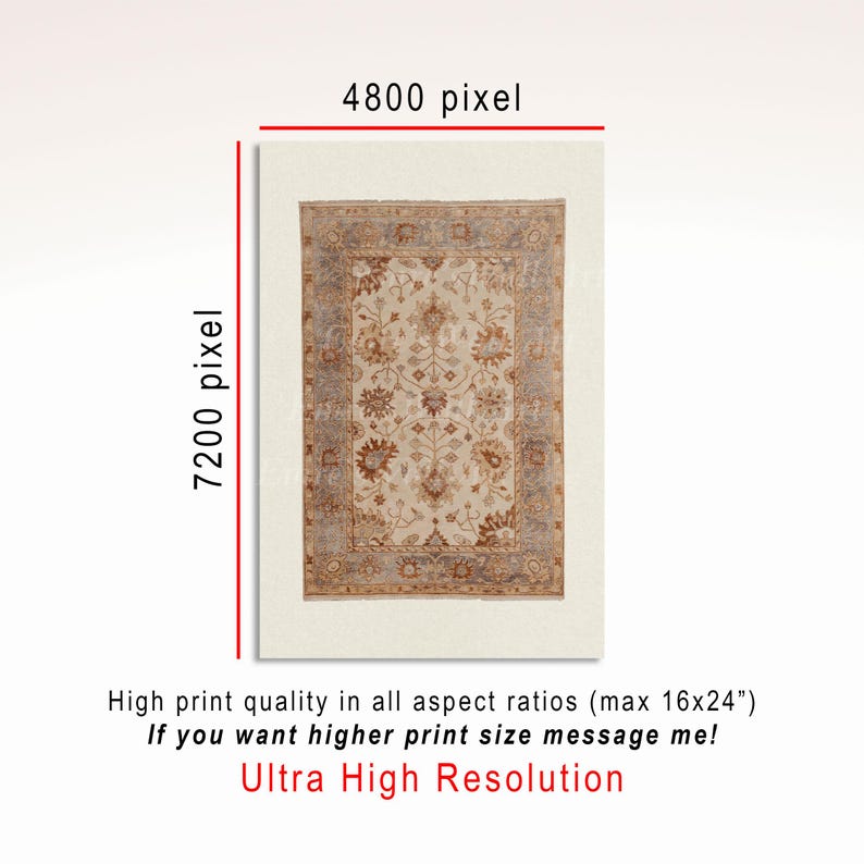 Vintage Rug Art Print: Neutral Tapestry Wall Decor (Digital Download) image 3