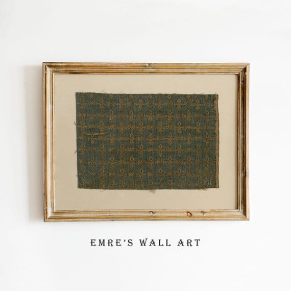 Vintage Green Textile Print: Antique Fabric Tapestry Pattern Wall Art (Digital Download)