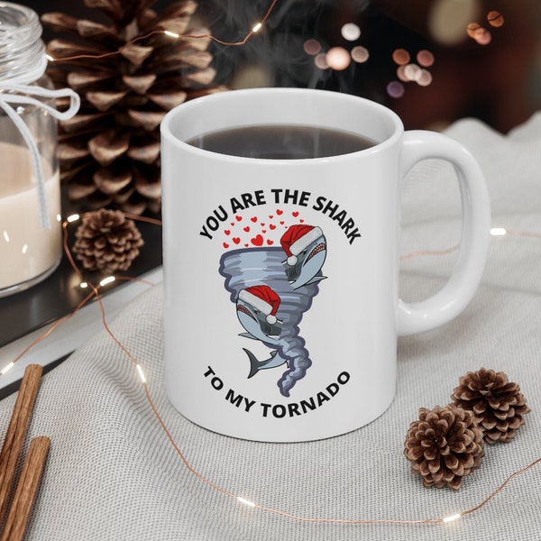 Ceramic SHARKNADO Christmas edition Mug 11oz -  christmas shark mug, funny christmas gift, gift for shark lovers, tornado lovers